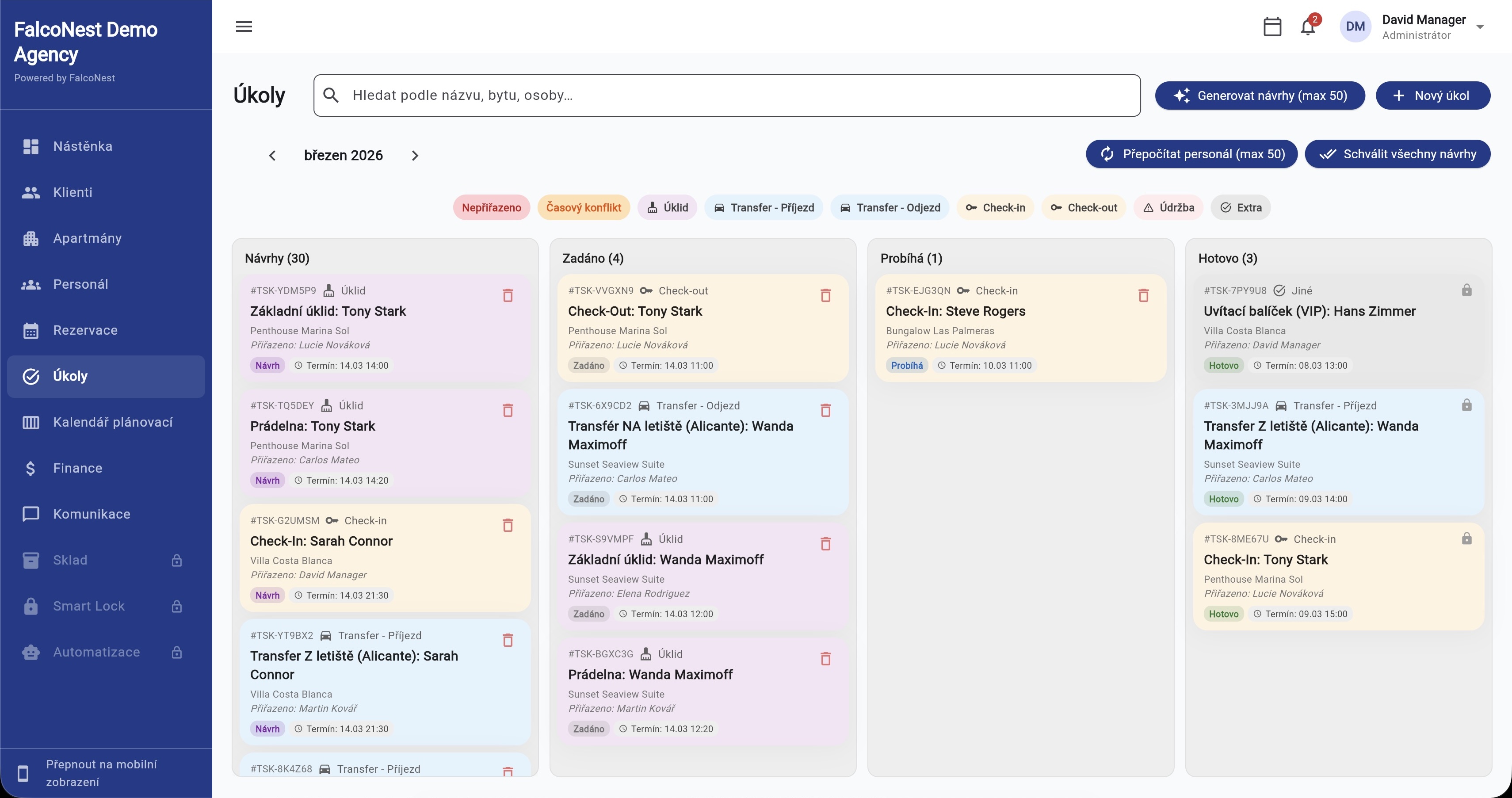 Generování úkolů FalcoNest